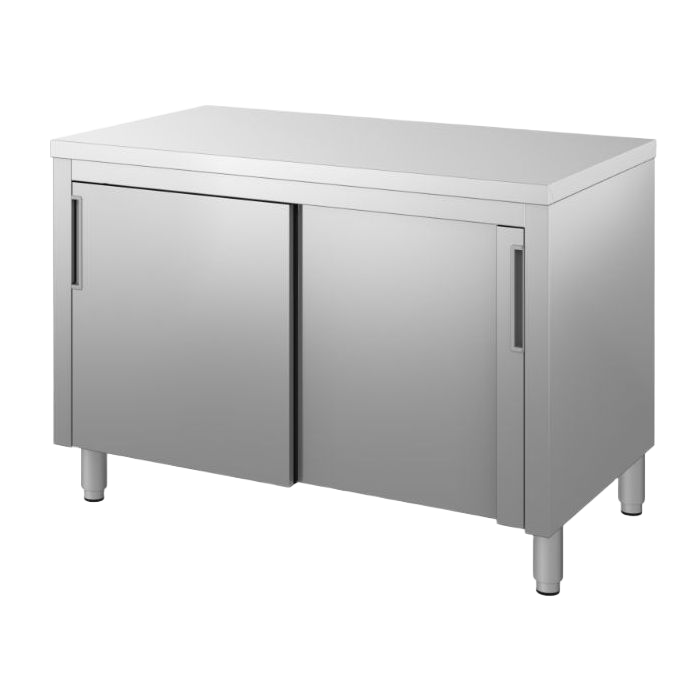 Inox radni stol / zatvoren s kliznim vratima