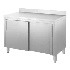 Inox radni stol / zatvoren s kliznim vratima / cokla