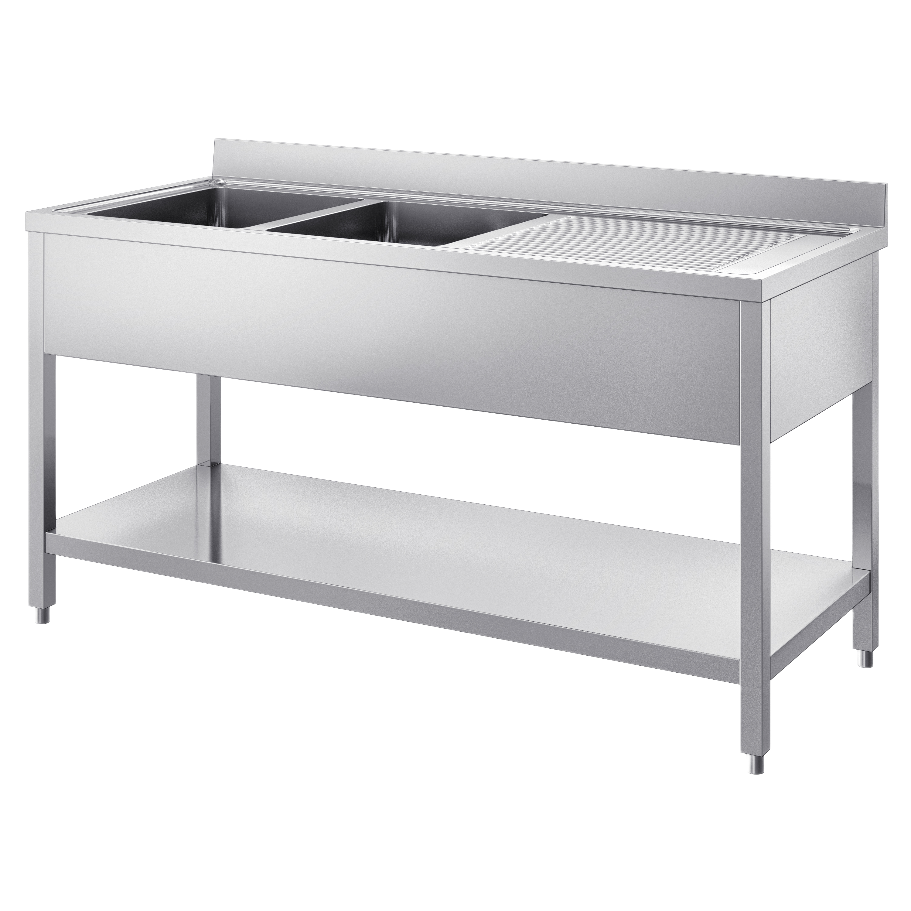 Inox sudoper / dva korita / ocjedna ploha desno