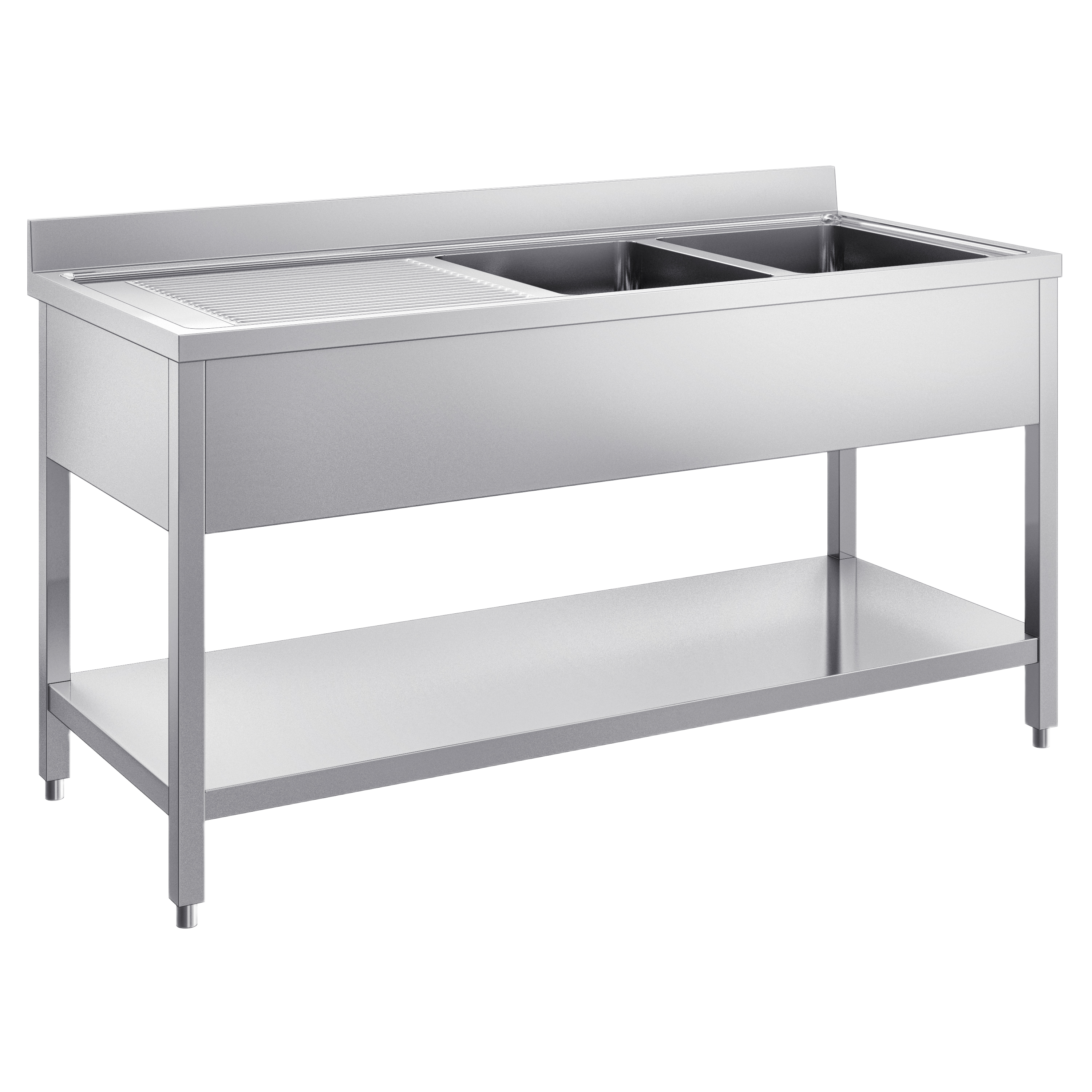 Inox sudoper / dva korita / ocjedna ploha lijevo