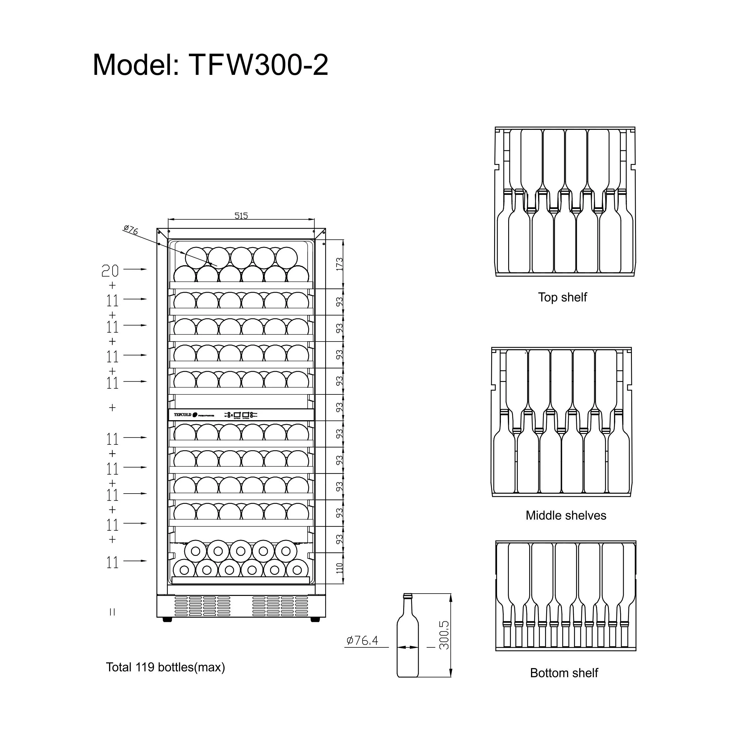 Tefcold /  TFW300-2F / Frižider za vino s dvije zone