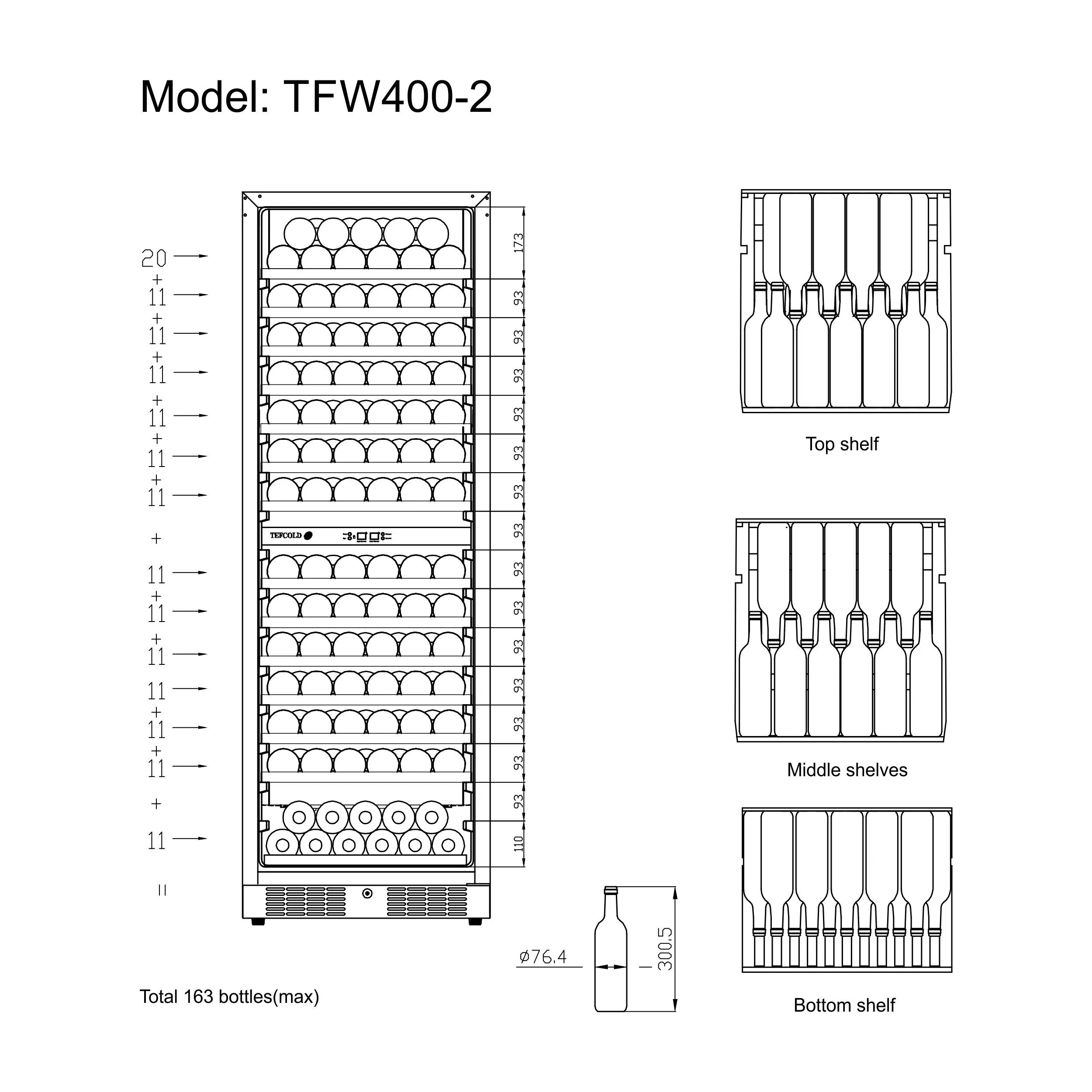 Tefcold /  TFW400-2F / Frižider za vino s dvije zone