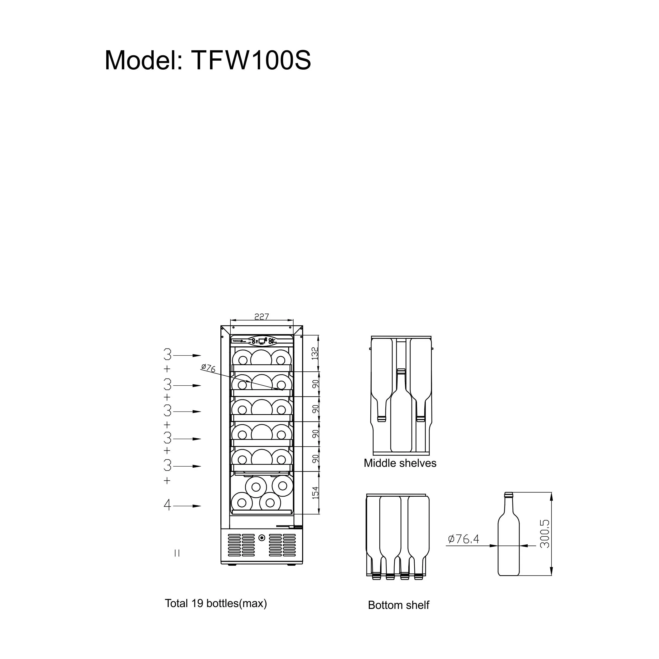 Tefcold /  TFW100-S / Frižider za vino s dvije zone