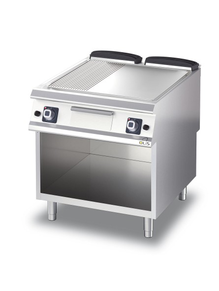 Fry Top S Gas M80 Kromirana Ploča - 1/3 Rebrena - Termostat - Na Otvoreni Ormar